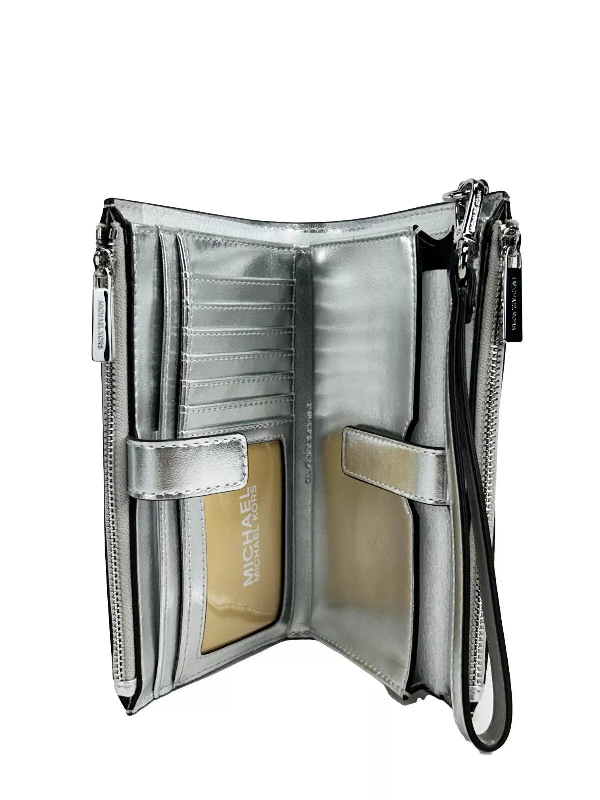 Jet Set Travel Double Zip Wristlet Wallet White