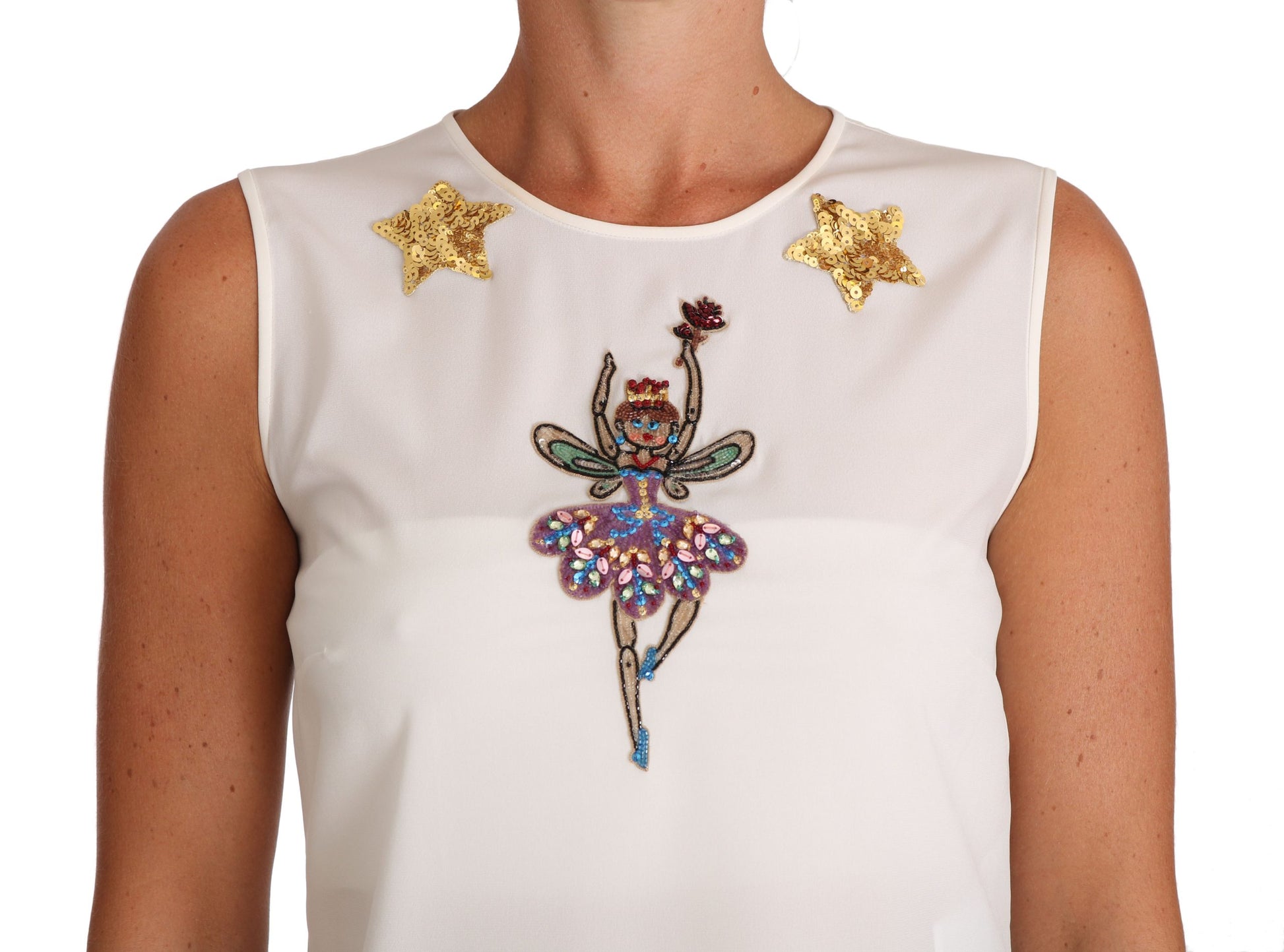 Verzauberte Seidenbluse mit Kristallverzierung