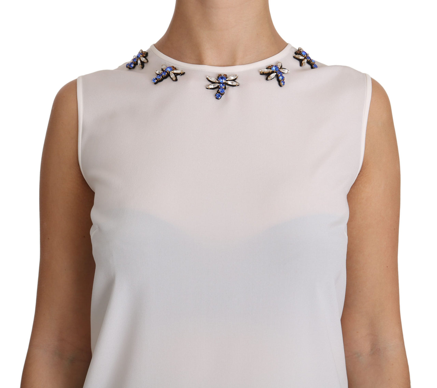 Märchenhafte Seidenbluse mit Kristallverzierung