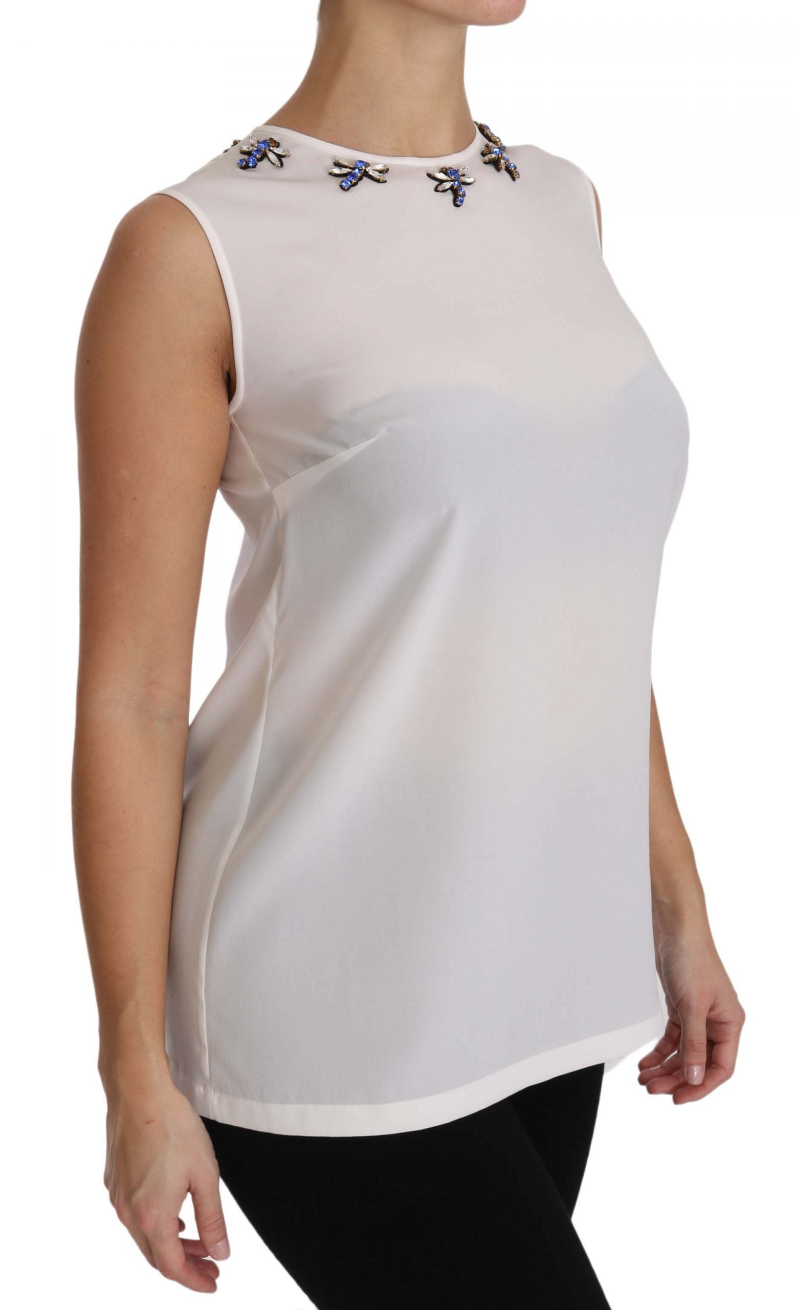 Märchenhafte Seidenbluse mit Kristallverzierung