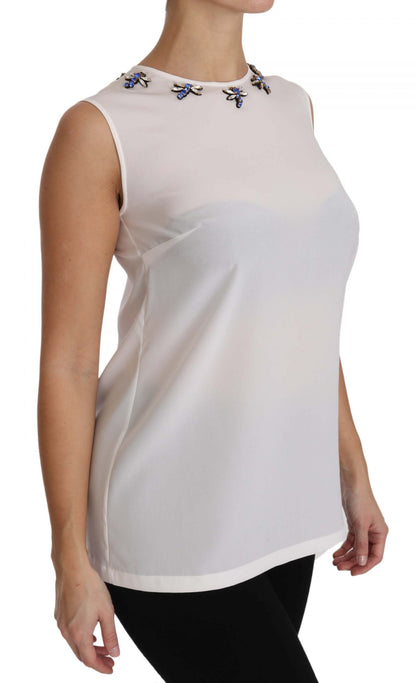 Märchenhafte Seidenbluse mit Kristallverzierung