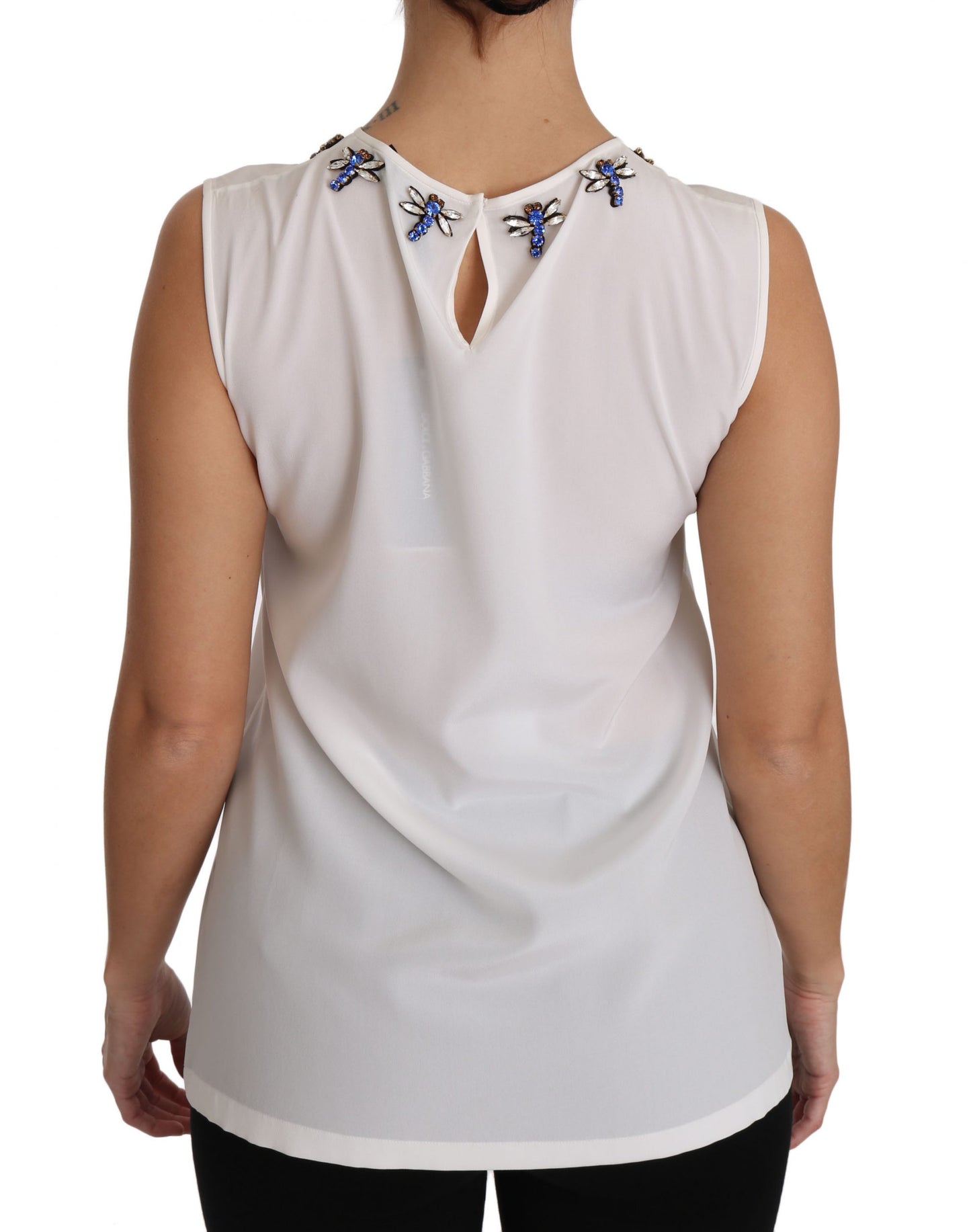Märchenhafte Seidenbluse mit Kristallverzierung