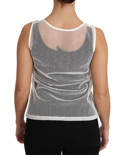 Elegantes, durchsichtiges, ärmelloses Top in Weiß