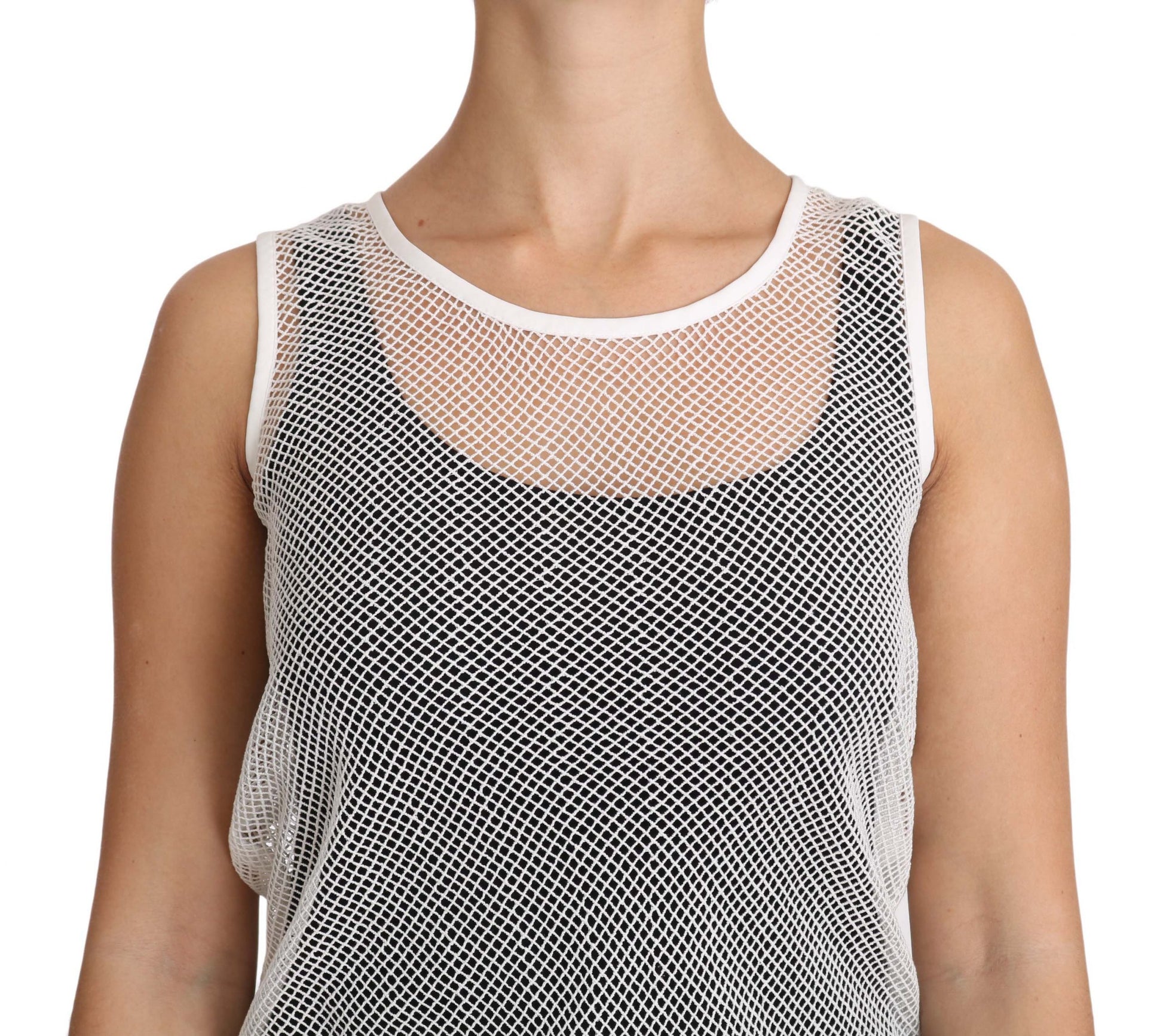 Elegantes, durchsichtiges, ärmelloses Top in Weiß