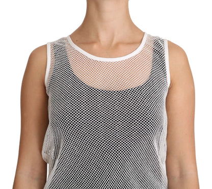 Elegantes, durchsichtiges, ärmelloses Top in Weiß