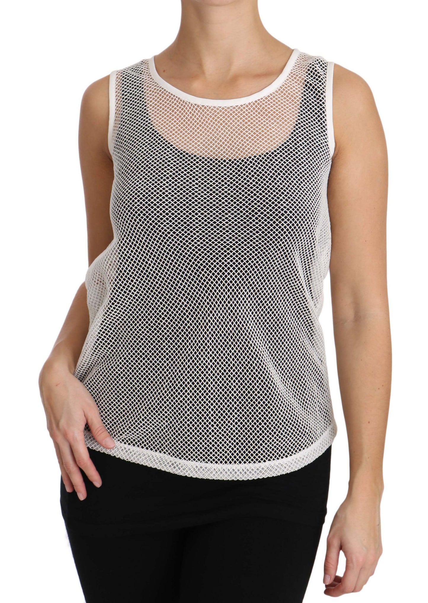 Elegantes, durchsichtiges, ärmelloses Top in Weiß