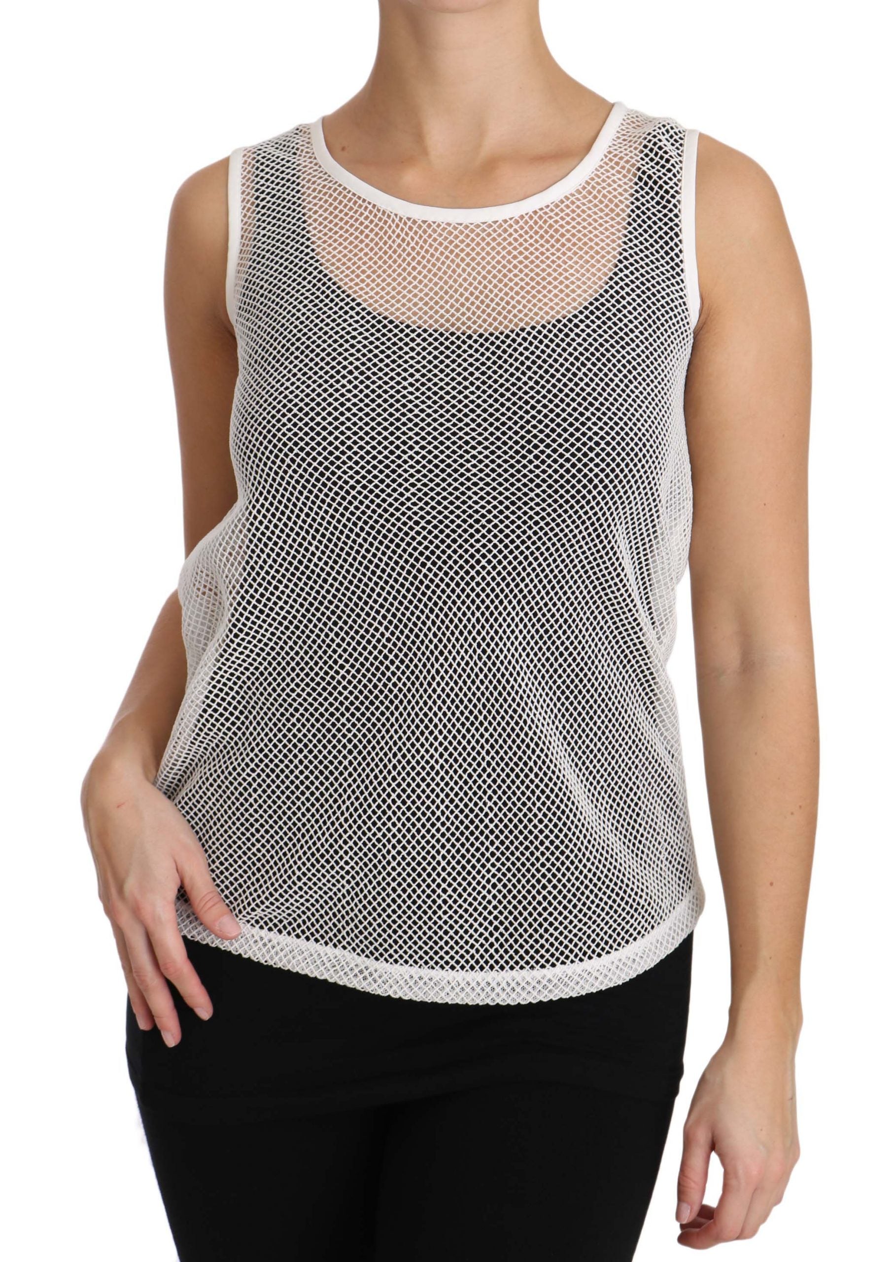 Elegantes, durchsichtiges, ärmelloses Top in Weiß