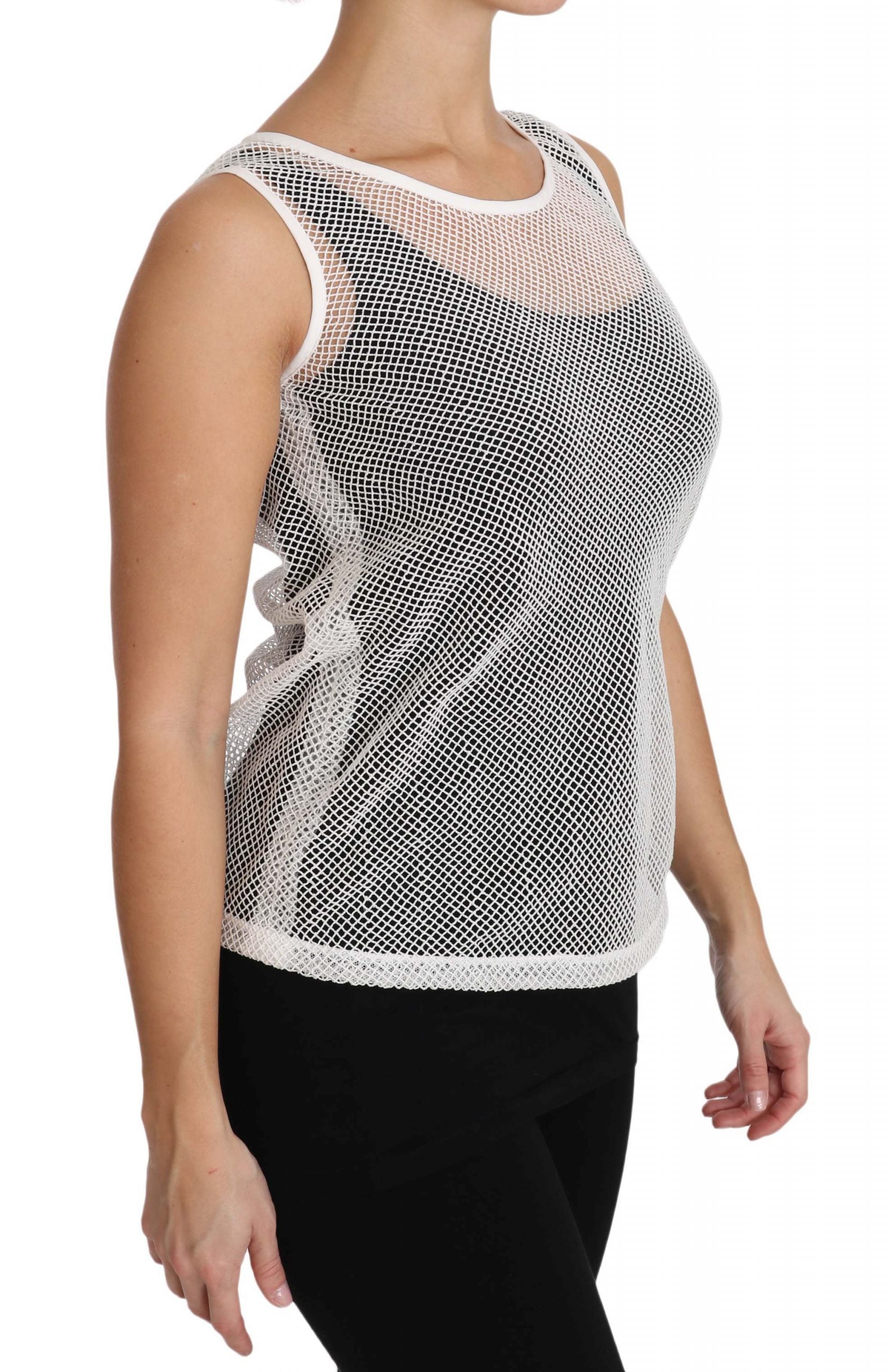Elegantes, durchsichtiges, ärmelloses Top in Weiß