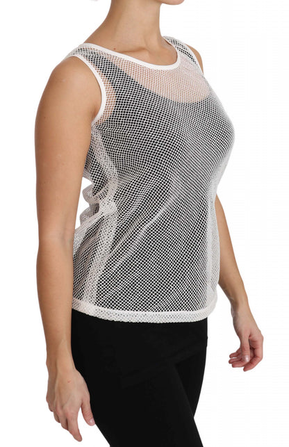 Elegantes, durchsichtiges, ärmelloses Top in Weiß