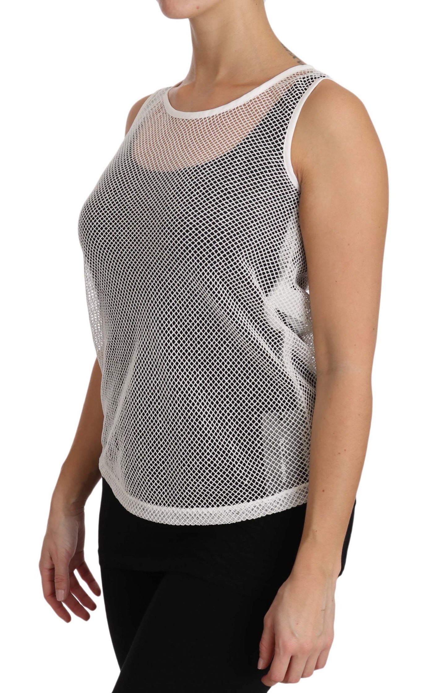 Elegantes, durchsichtiges, ärmelloses Top in Weiß