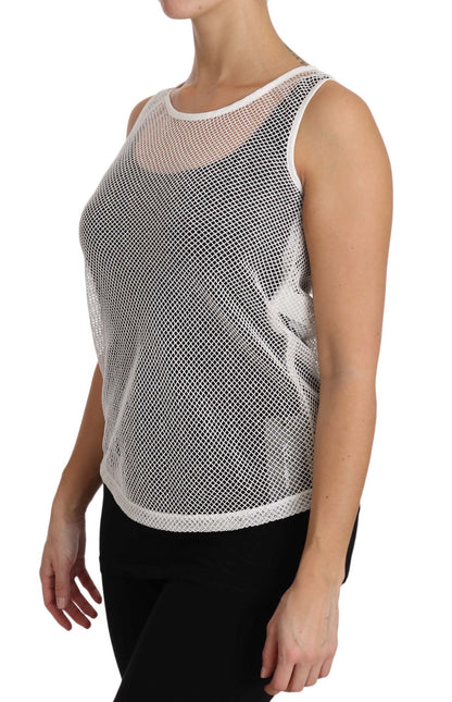 Elegantes, durchsichtiges, ärmelloses Top in Weiß
