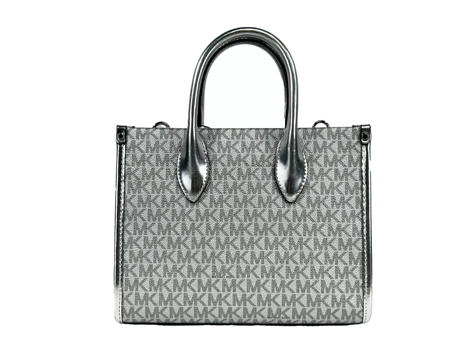 Mirella Signature Small Top Zip Tote Bag Silver