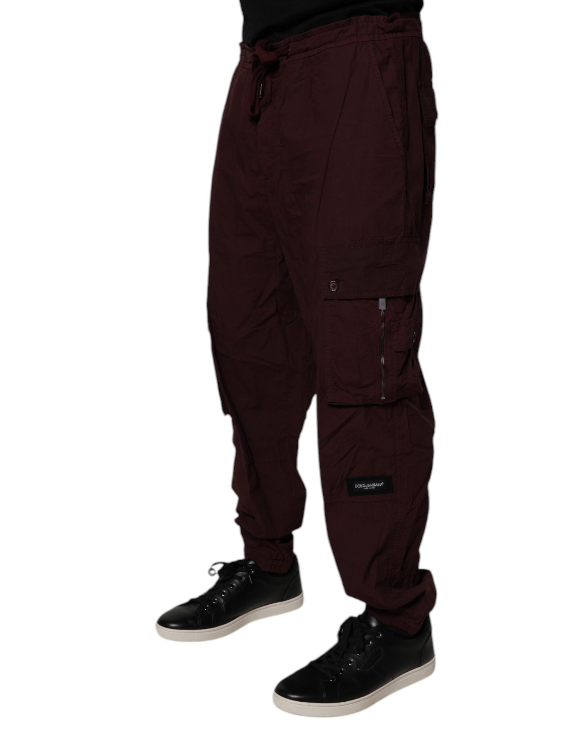 Maroon Cotton Cargo Jogger Sweatpants Pants
