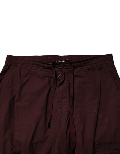 Maroon Cotton Cargo Jogger Sweatpants Pants