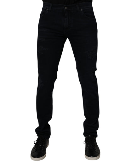 Black Cotton Skinny Denim Men Jeans