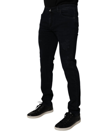 Black Cotton Skinny Denim Men Jeans