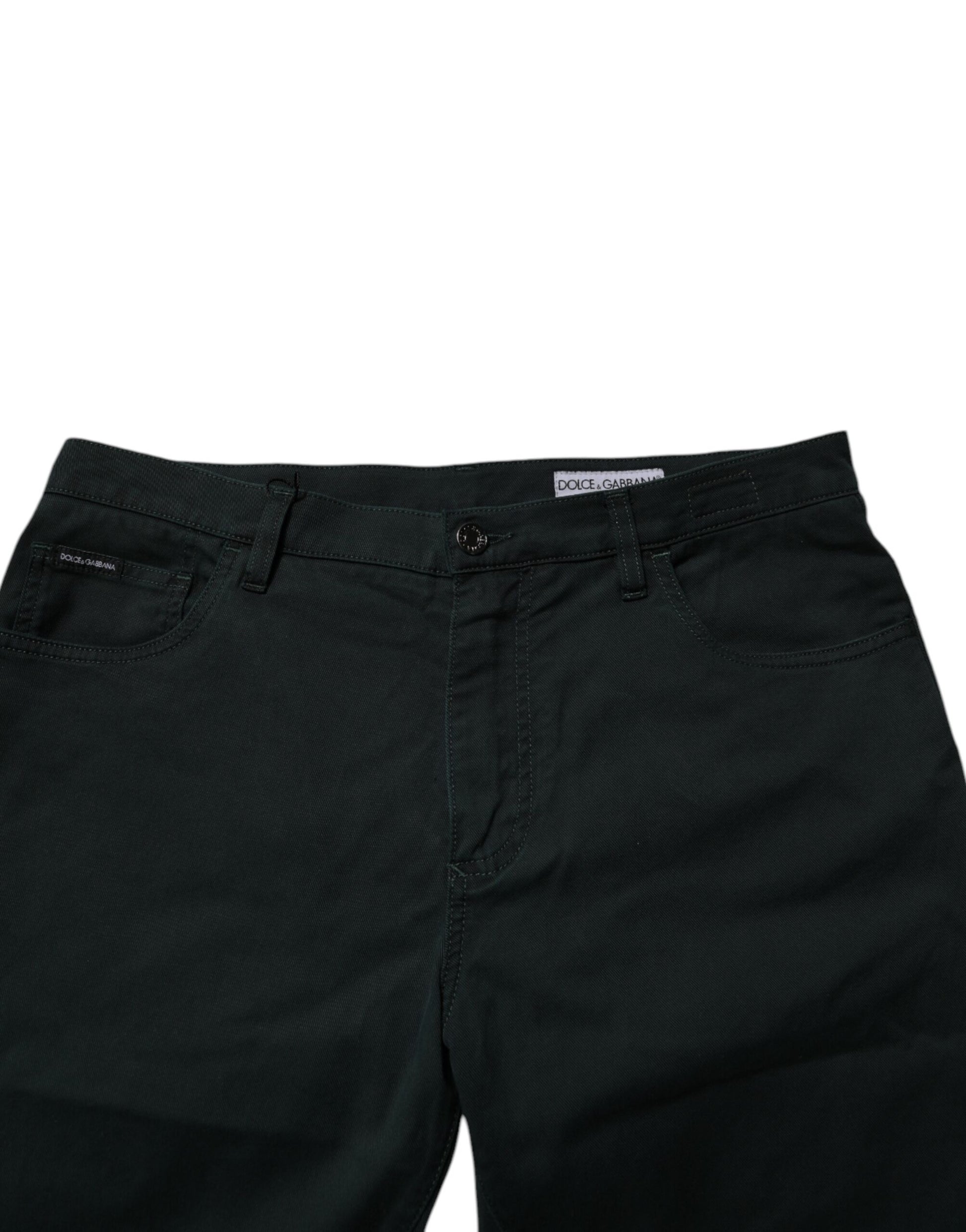 Dark Green Cotton Loose Skinny Men Denim Jeans