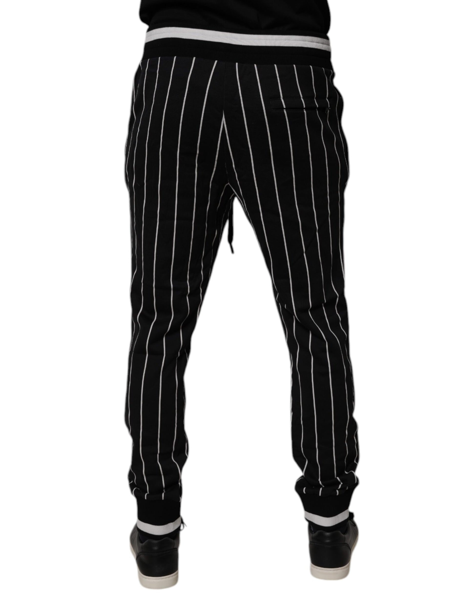 Black White Stripes Jogger Sweatpants Pants