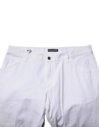 White Cotton Straight Men Denim Jeans