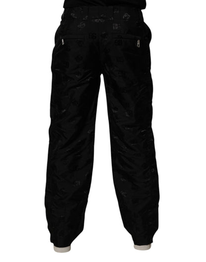 Black Logo Monogram Straight Pants