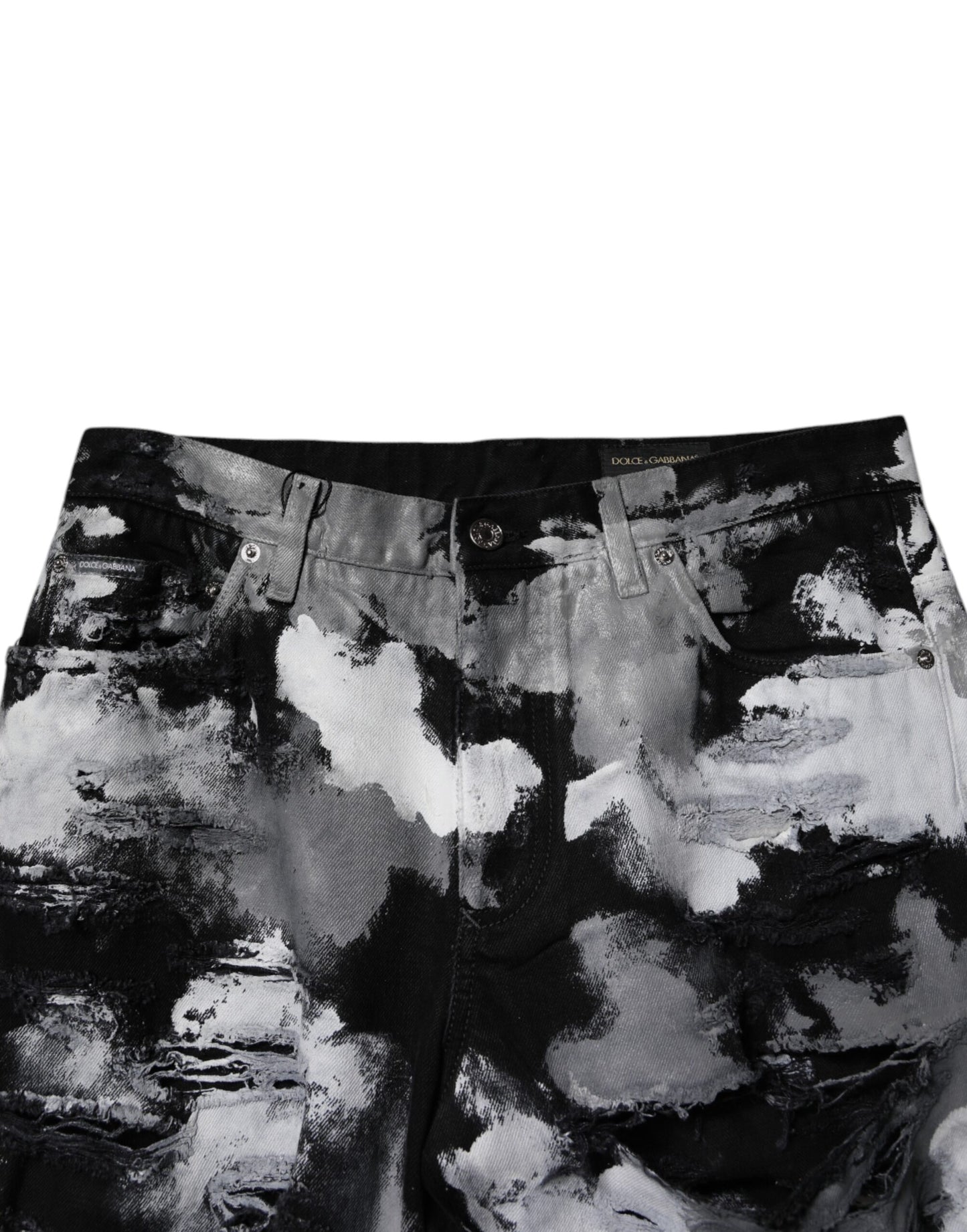 Multicolor Camouflage Tattered Skinny Denim Jeans