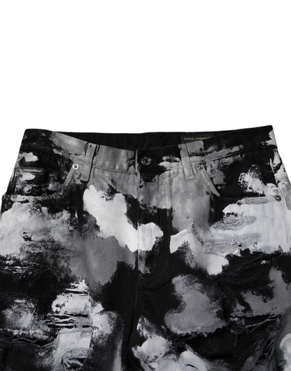 Multicolor Camouflage Tattered Skinny Denim Jeans