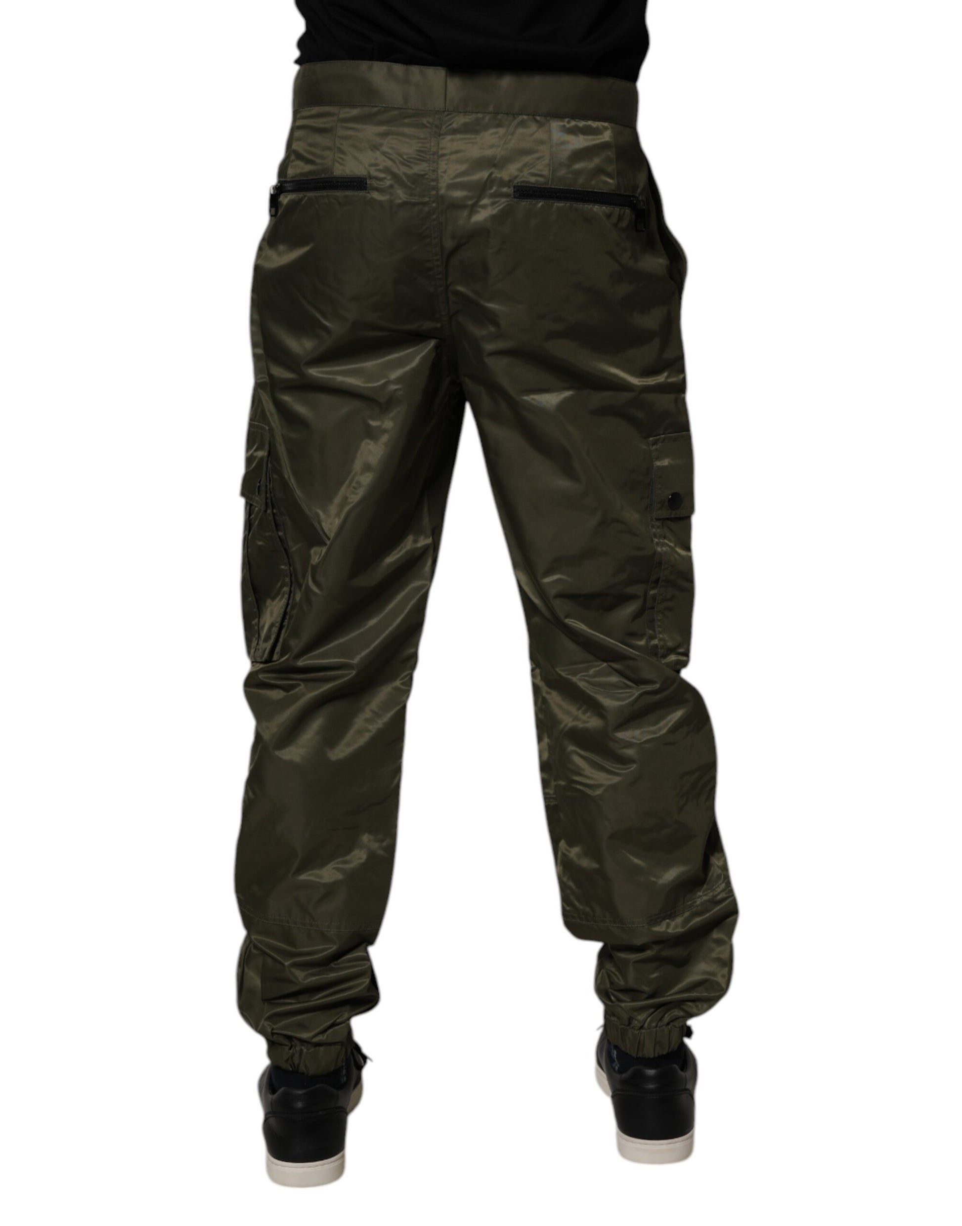 Dark Green Nylon Cargo Pants