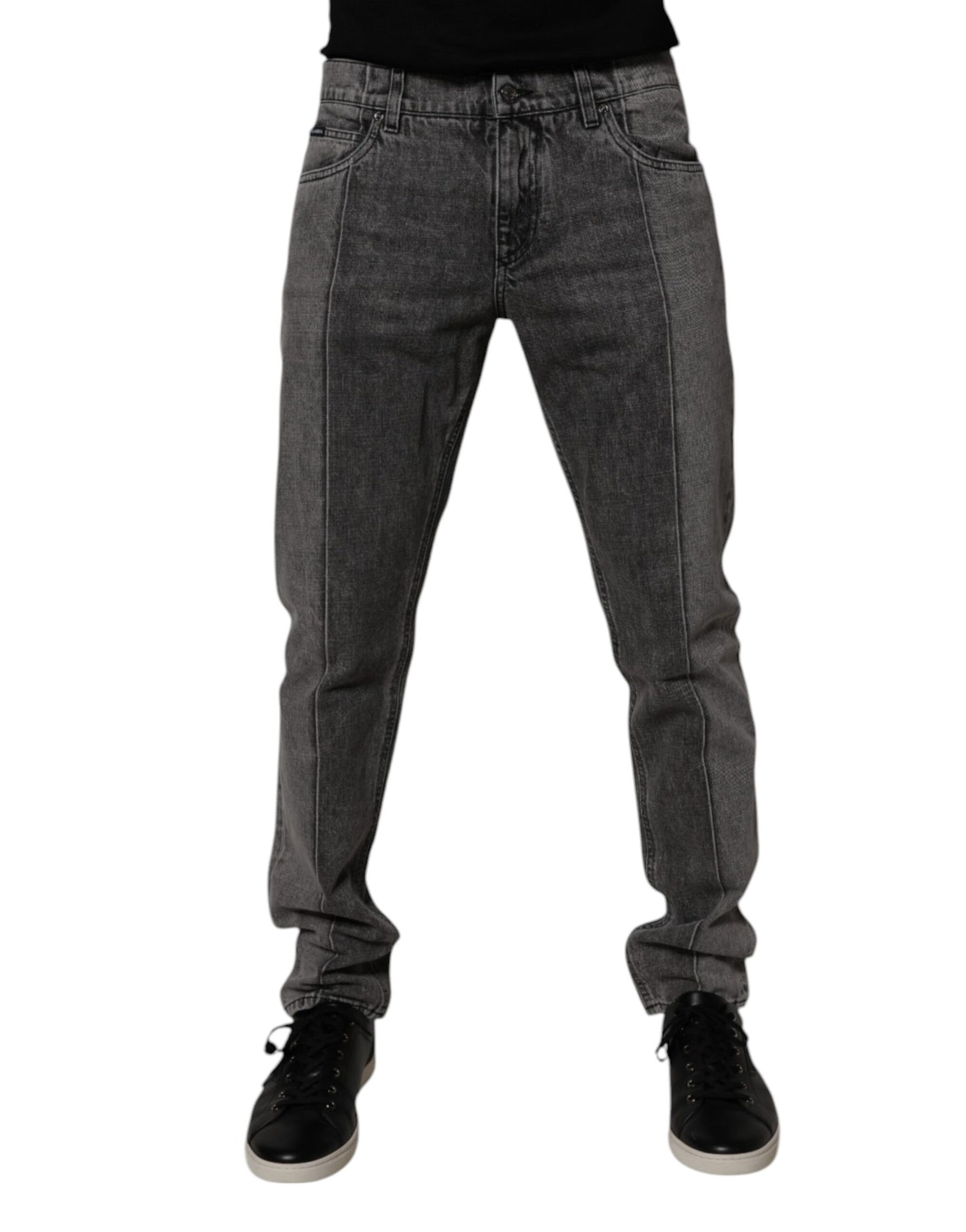 Two Tone Gray Cotton Denim Jeans