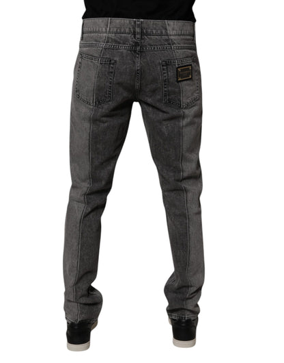 Two Tone Gray Cotton Denim Jeans