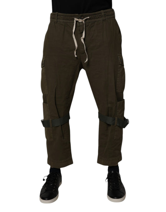 Brown Cotton Stretch Cargo Pants