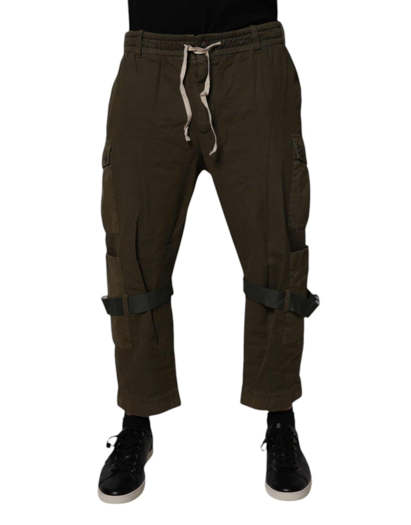 Brown Cotton Stretch Cargo Pants