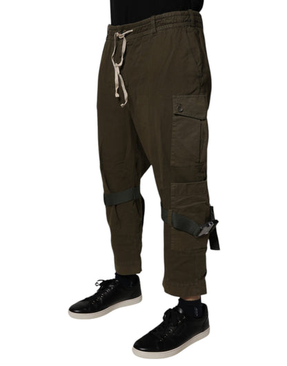 Brown Cotton Stretch Cargo Pants