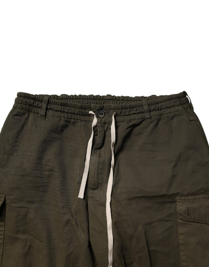 Brown Cotton Stretch Cargo Pants