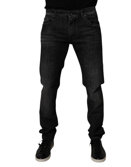 Black Cotton Stretch Skinny Jeans