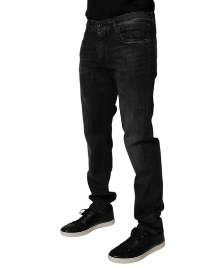 Black Cotton Stretch Skinny Jeans