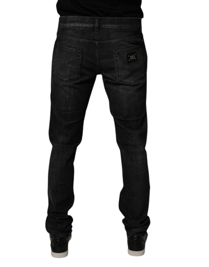 Black Cotton Stretch Skinny Jeans