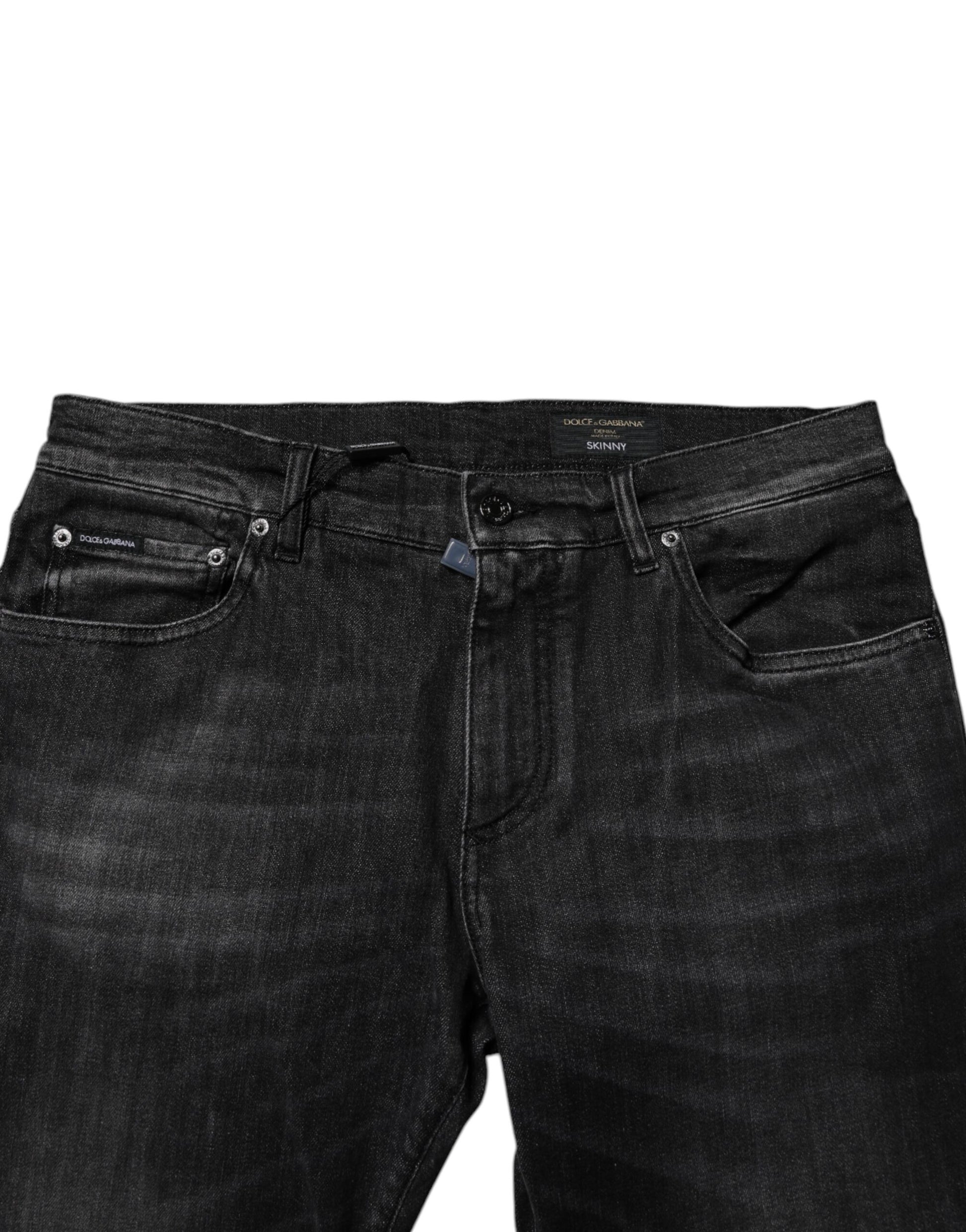 Black Cotton Stretch Skinny Jeans