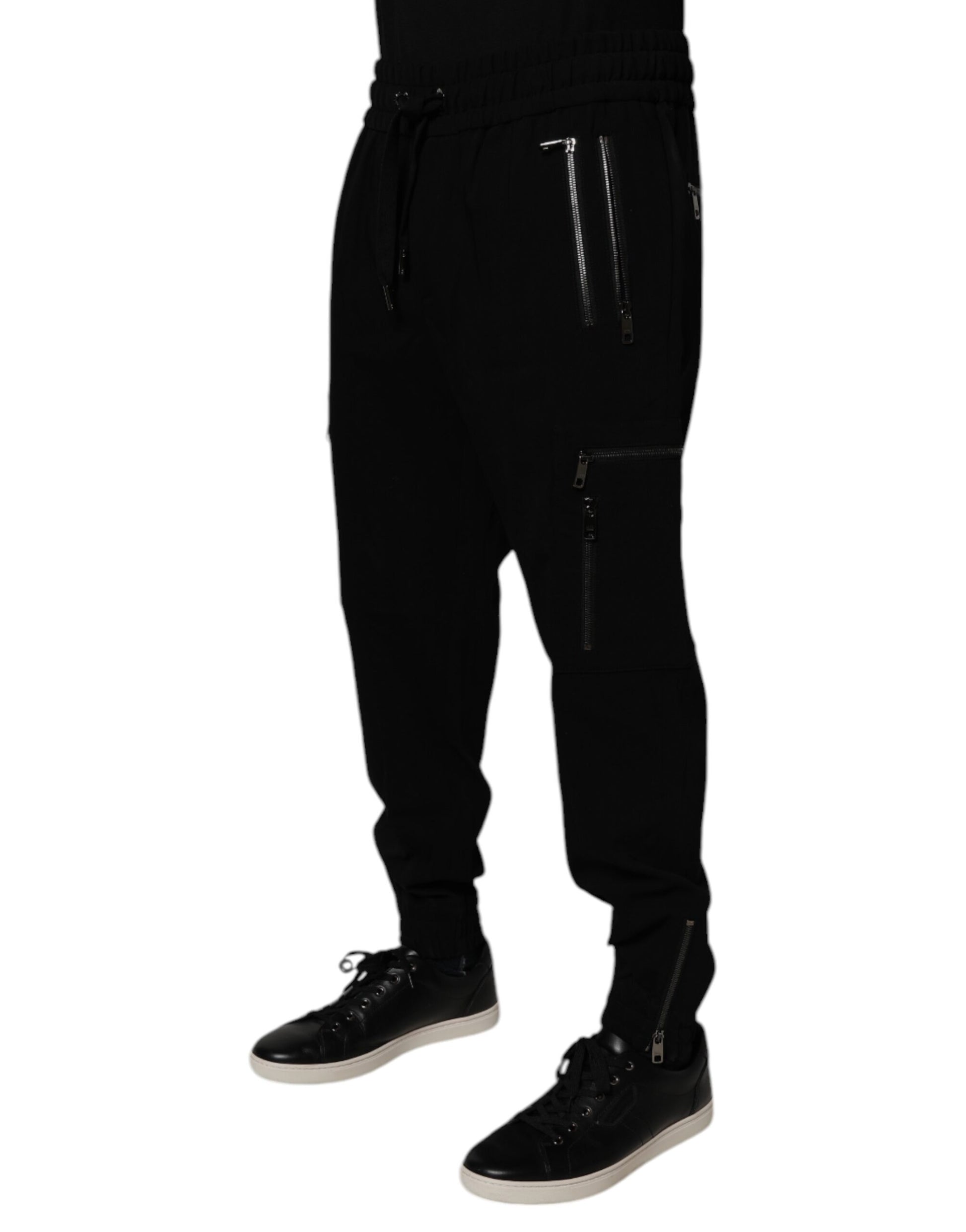 Black Wool Stretch Jogger Pants