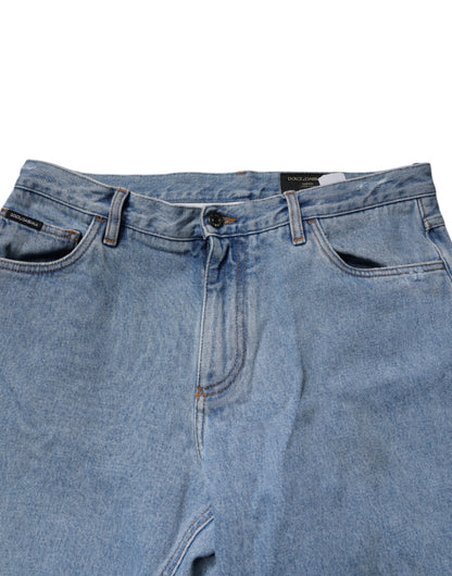 Blue Cotton Skinny Men Denim Mid Waist Jeans