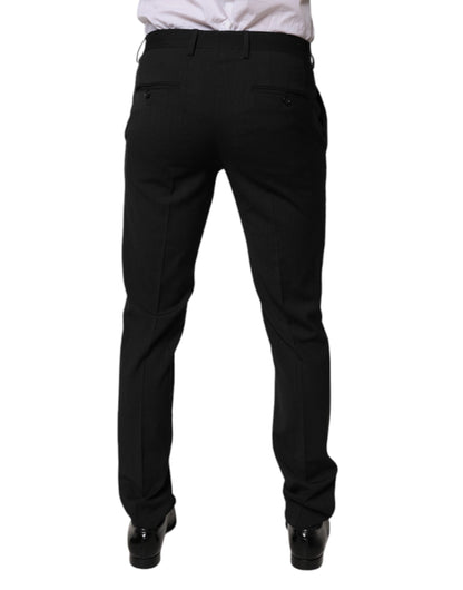 Black Polyester Tapered Formal Men Dress Pants