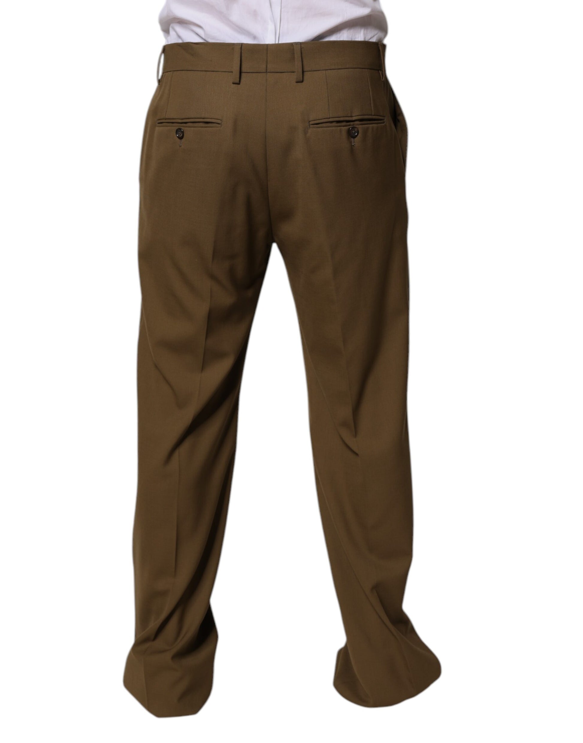 Brown Wool Straight Formal Dress Pants