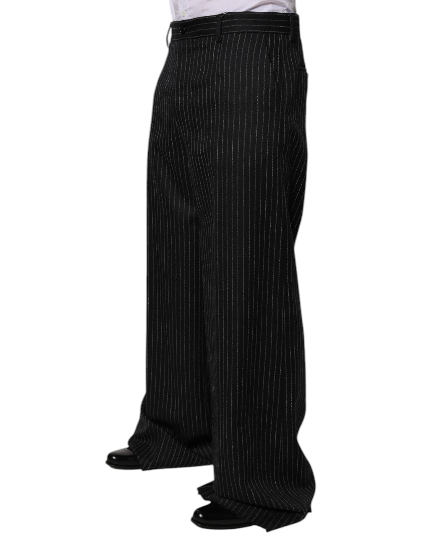 Black Stripes Wide Leg Formal Men Dress Pants