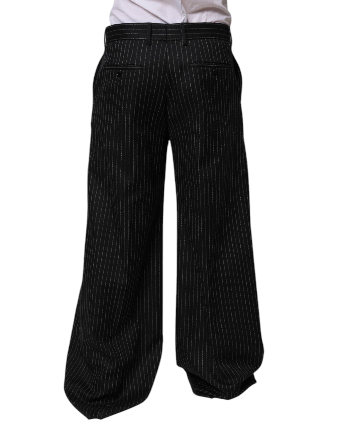 Black Stripes Wide Leg Formal Men Dress Pants