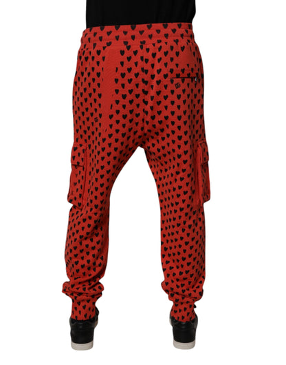 Red Hearts Cargo Jogger Men Sweatpants Pants