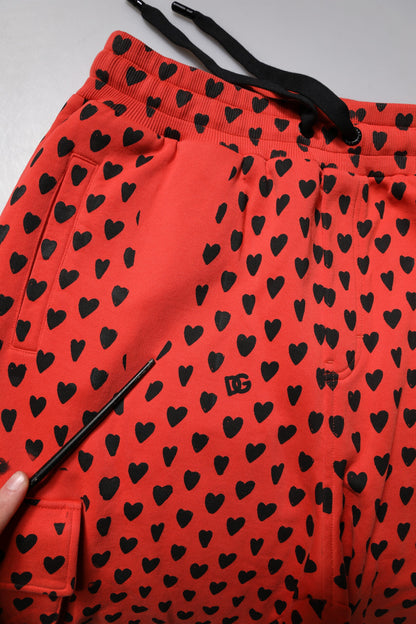 Red Hearts Cargo Jogger Men Sweatpants Pants