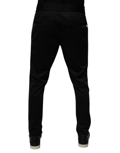 Black Polyester Men Jogger Sweatpants Pants