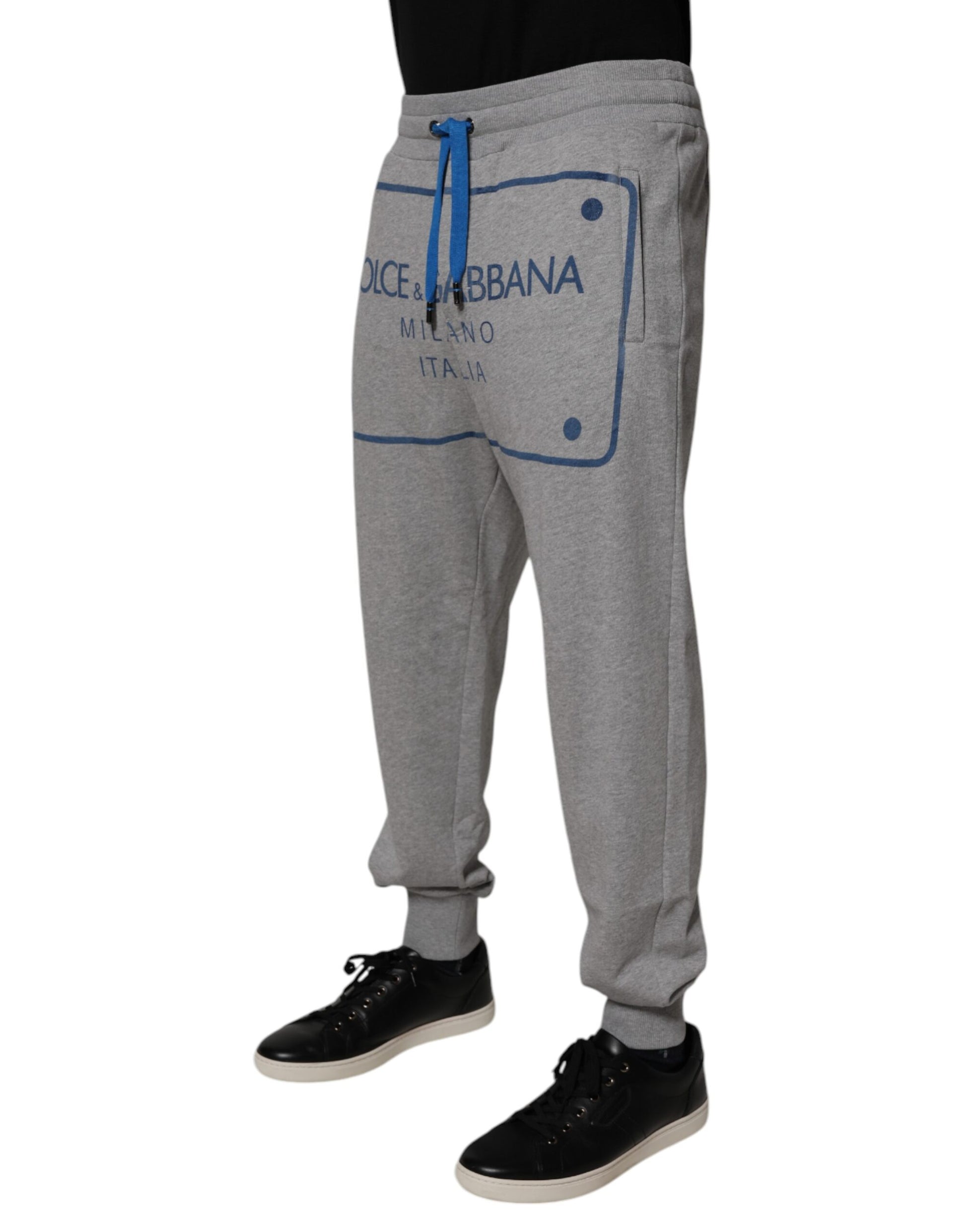 Gray Logo Cotton Men Jogger Sweatpants Pants