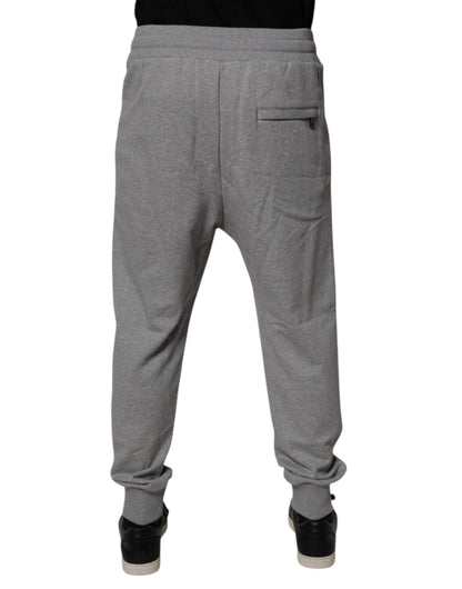 Gray Logo Cotton Men Jogger Sweatpants Pants