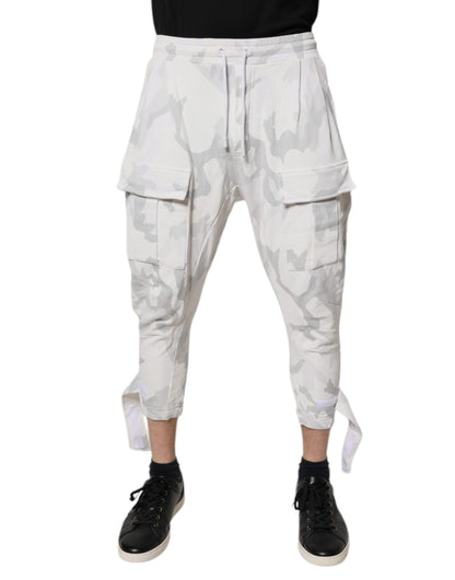 White Camouflage Cargo Jogger Sweatpants Pants