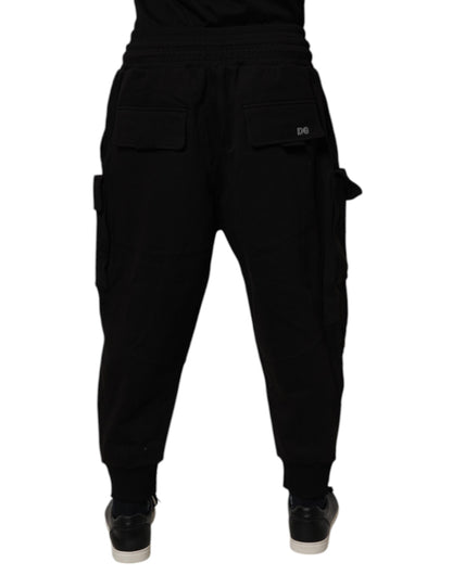 Black Cotton Men Cargo Jogger Sweatpants Pants